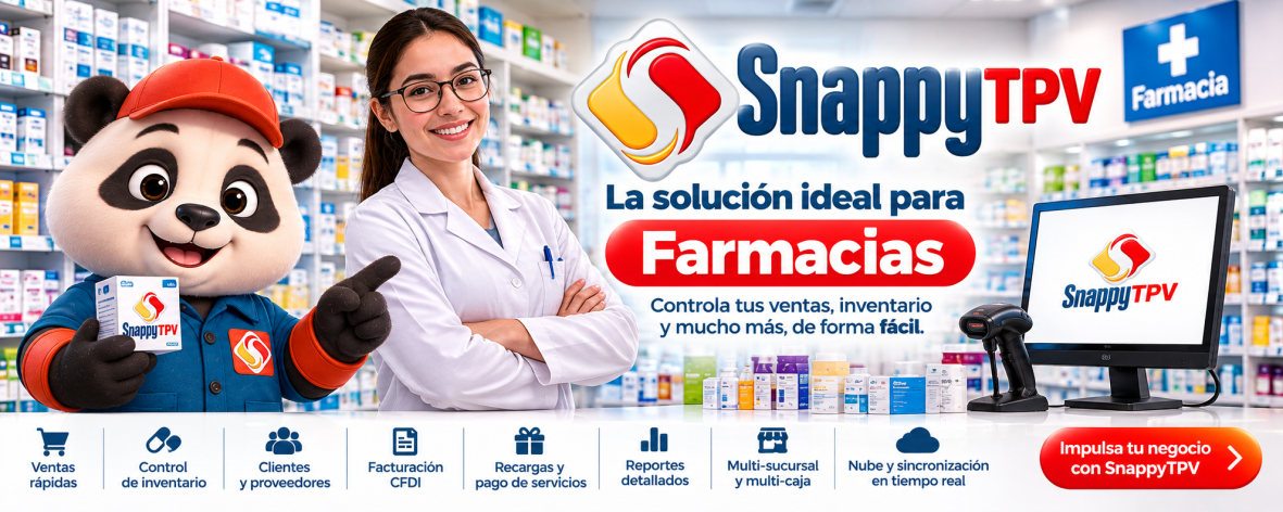 SnappyTPV para farmacias: administración de ventas, inventario y clientes.